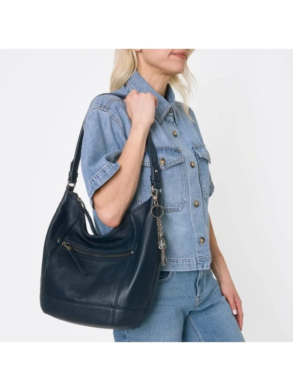 Large Slouchy Leather Hobo Bag with Zip Pocket - Stylish Shoulder Purse